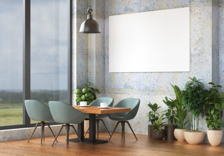 3d-illustration-mockup-photo-frame-in-lounge-or-canteen